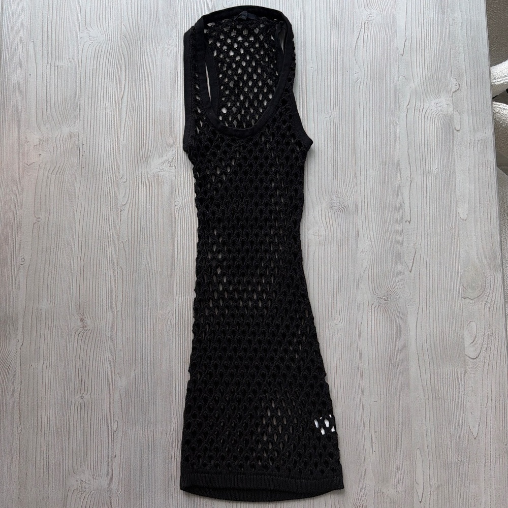 H:ours/Revolve Black Crochet Swimwear Coverup Black Short Dress Size XS